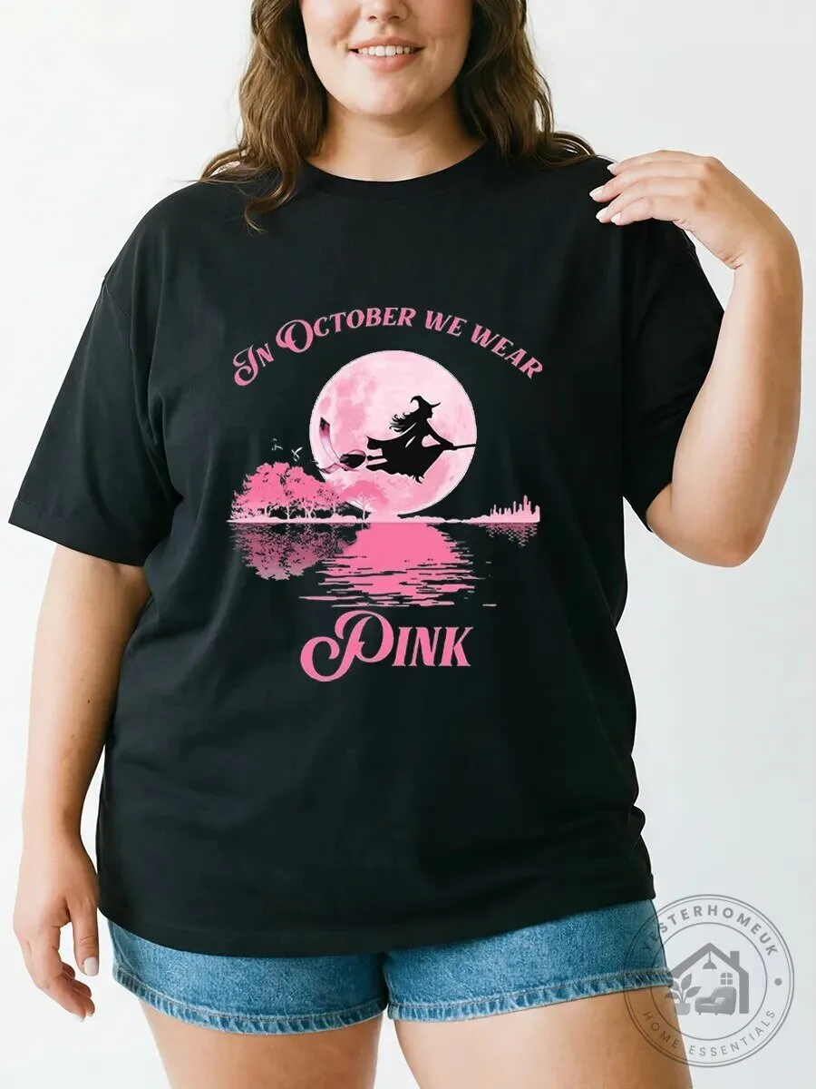 In October We Wear Pink Witch Breast Cancer Awareness T-Shirt